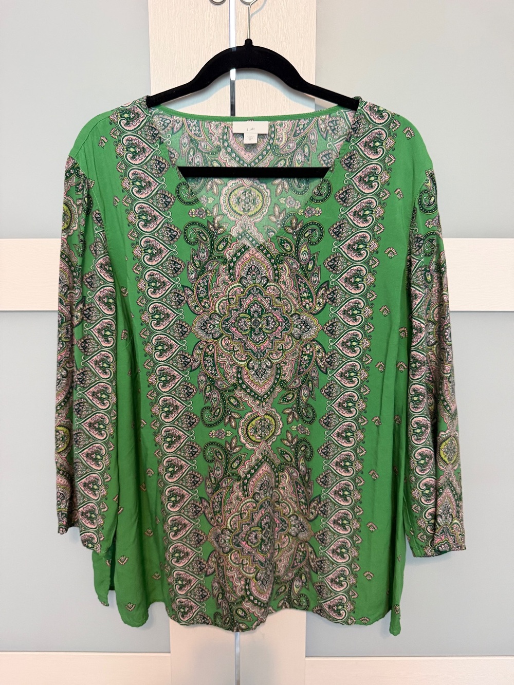 J. Jill Green Paisley Viscose Rayon Tunic Top XL